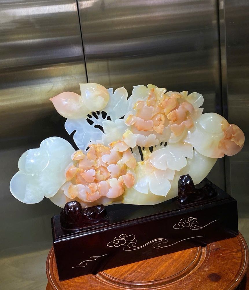 Thanh gậy mẫu đơn như ý ngọc onyx 40x24cm