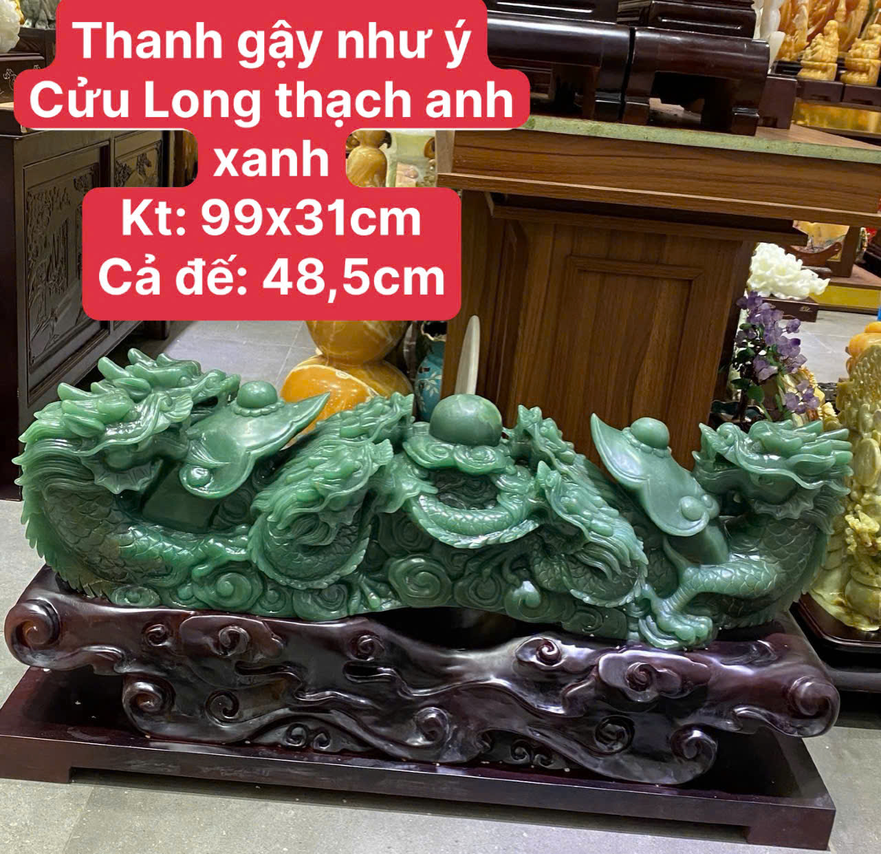 Thanh Gậy Như Ý Cửu Long Thạch Anh Xanh