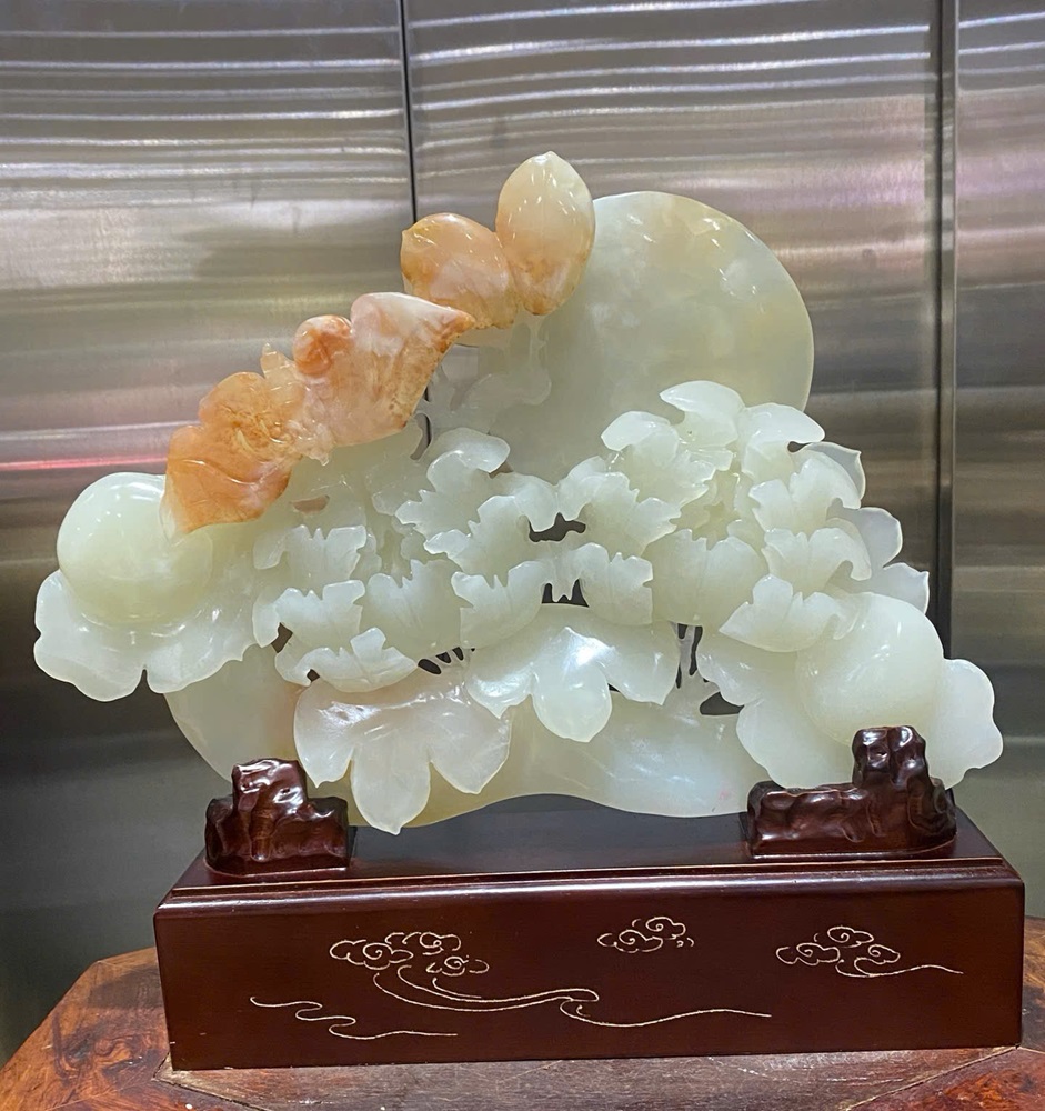 Thanh gậy như ý hoa mẫu đơn ngọc onyx