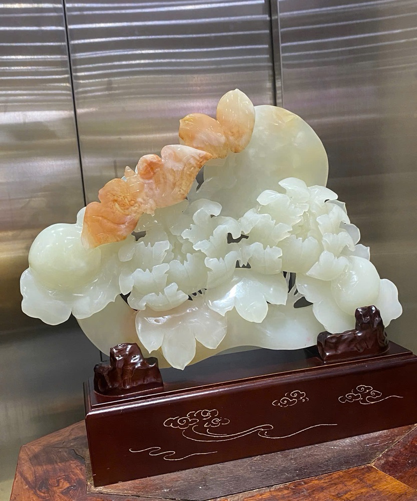 Thanh gậy như ý hoa mẫu đơn ngọc onyx