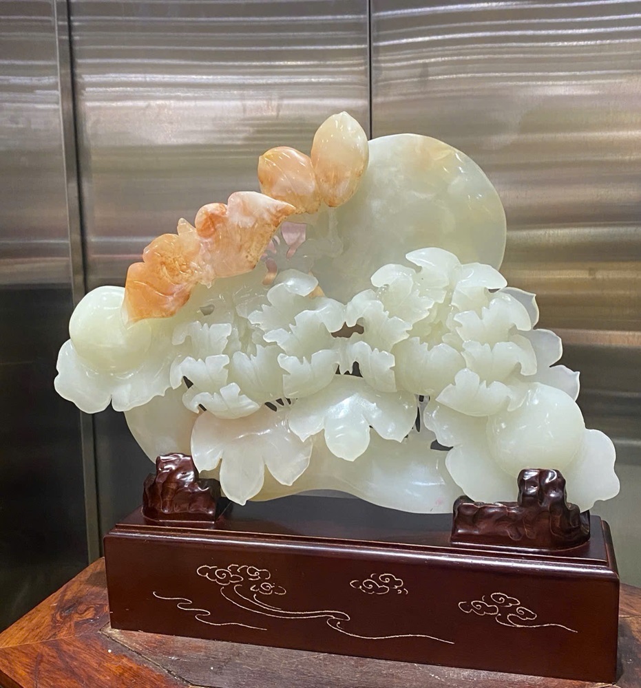 Thanh gậy như ý hoa mẫu đơn ngọc onyx