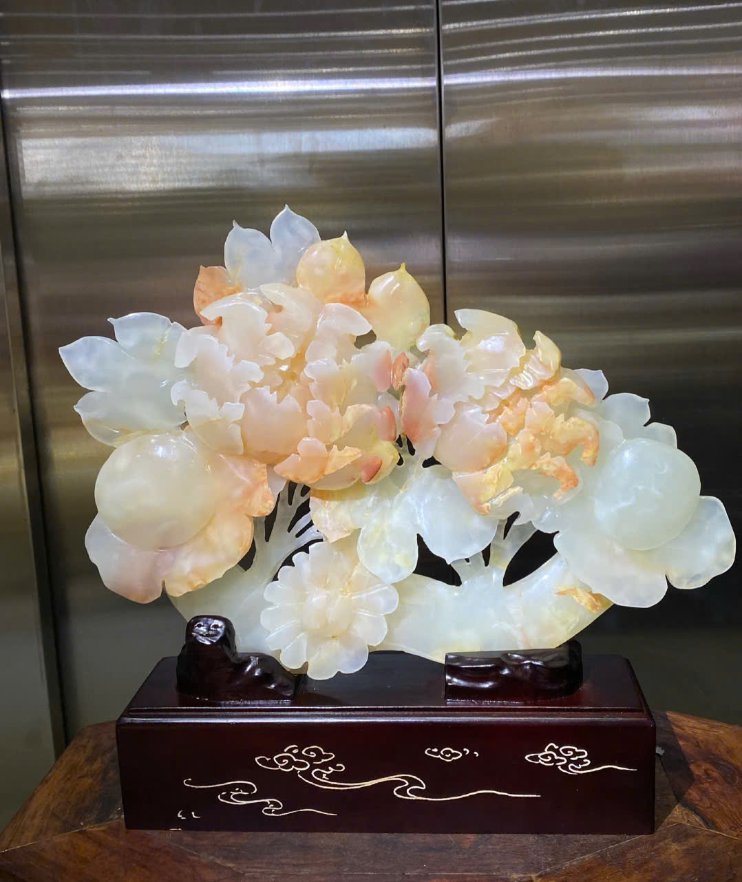 Thanh gậy như ý mẫu đơn ngọc onyx