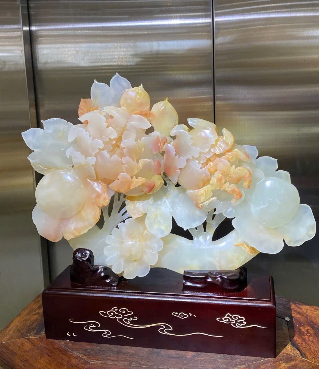 Thanh gậy như ý mẫu đơn ngọc onyx