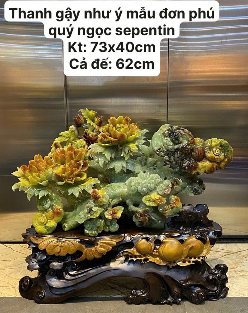 Thanh gậy như ý mẫu đơn phú quý ngọc serpentine