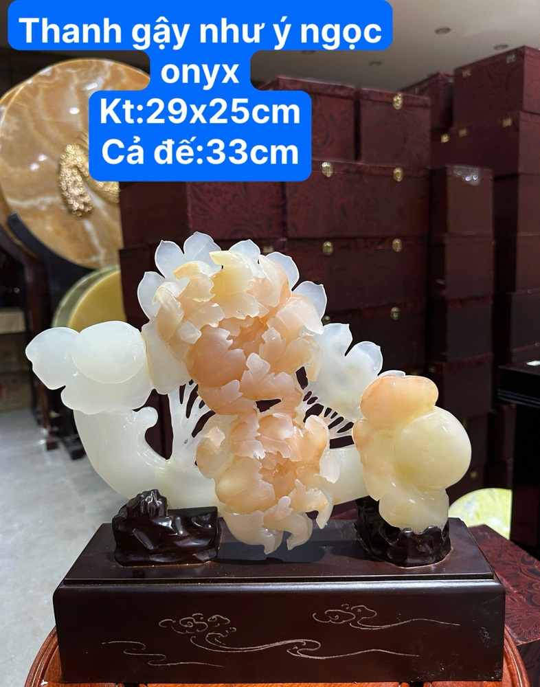 Thanh gậy như ý ngọc onyx 29x25cm