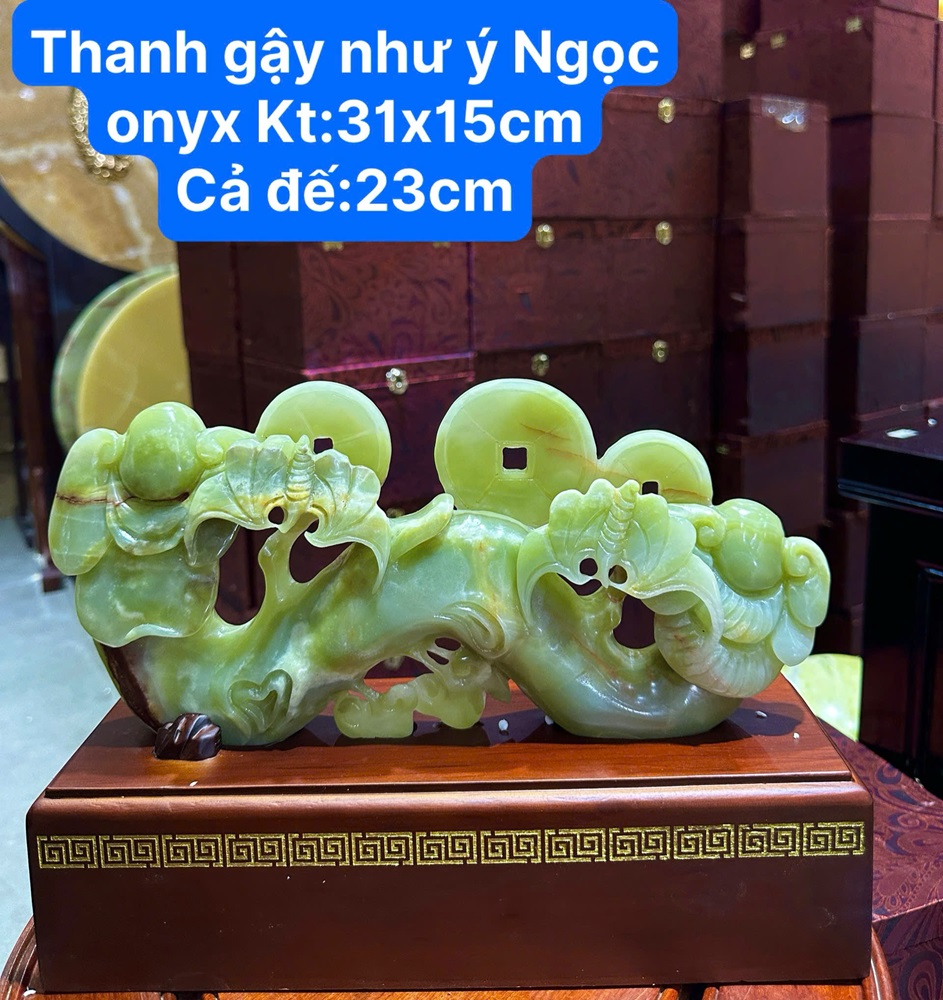 Thanh Gậy Như Ý Ngọc Onyx 31x15cm