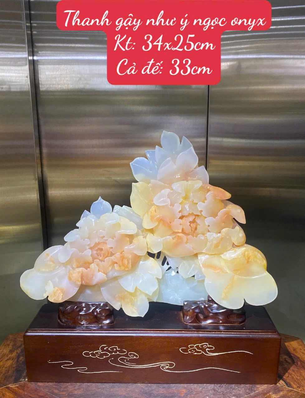 Thanh gậy như ý ngọc onyx 34x25cm