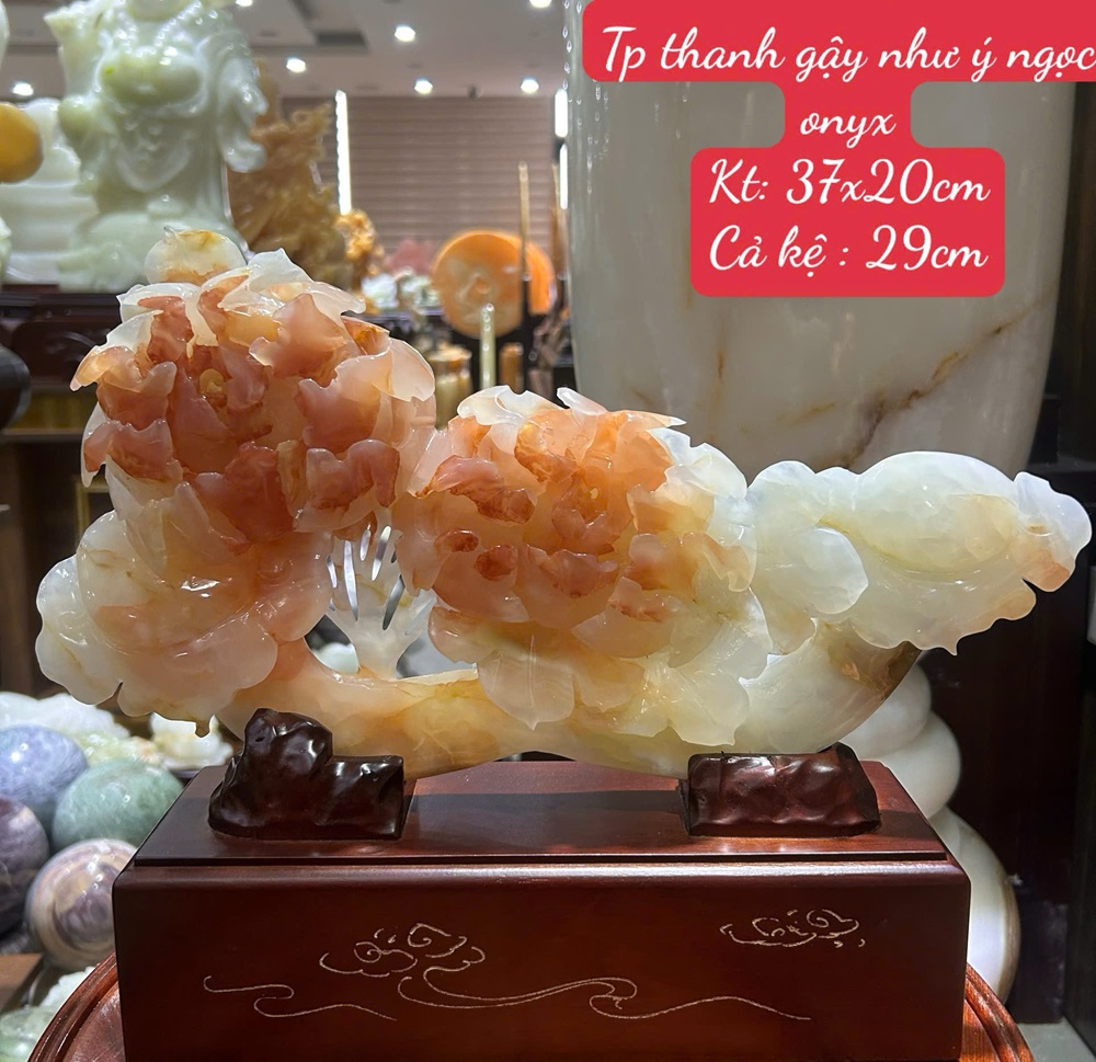 Thanh gậy như ý ngọc onyx 37x20cm