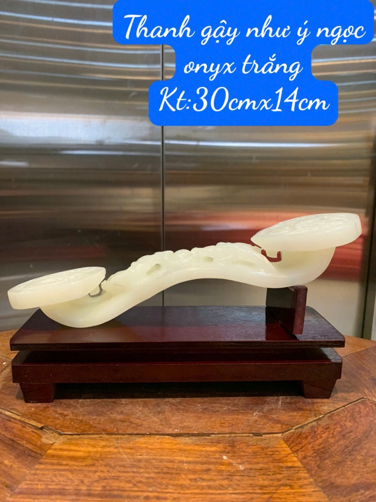 Thanh gậy như ý ngọc onyx trắng