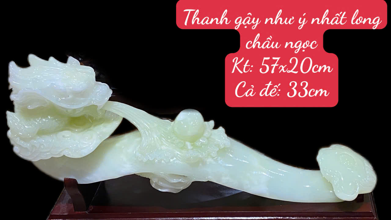 Thanh gậy như ý nhất long chầu ngọc 57x20cm