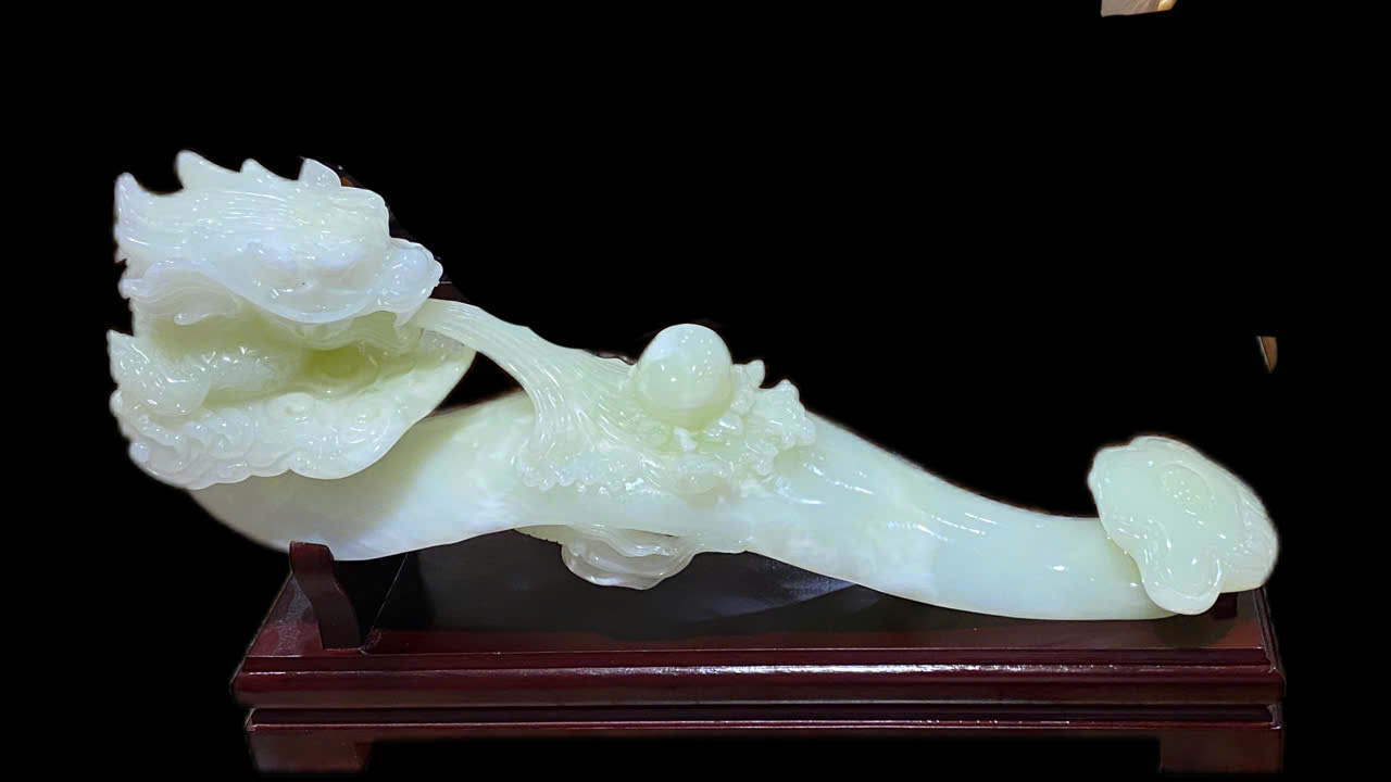 Thanh gậy như ý nhất long chầu ngọc 57x20cm