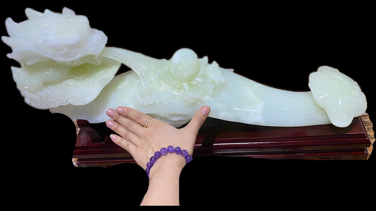 Thanh gậy như ý nhất long chầu ngọc 57x20cm