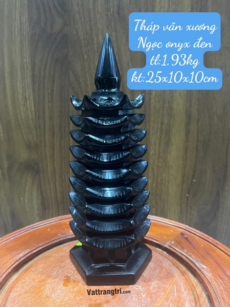 Tháp văn xương ngọc onyx đen 9 tầng 1,93kg