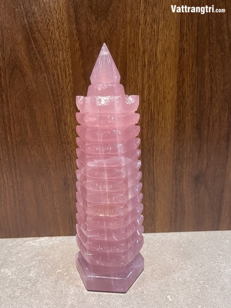 Tháp văn xương thạch anh hồng 13 tầng 25cm