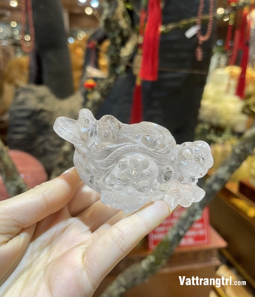 Thiền Thừ Thạch Anh Trắng - Linh Vật Cóc Ngậm Tiền 272g