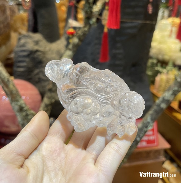 Thiền Thừ Thạch Anh Trắng - Linh Vật Cóc Ngậm Tiền 272g