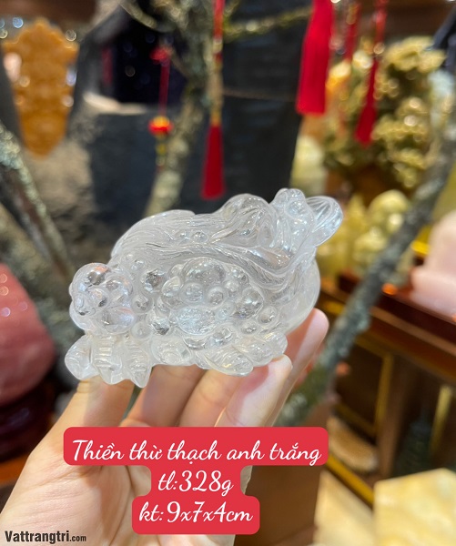 Thiền Thừ Thạch Anh Trắng - Linh Vật Cóc Ngậm Tiền 328g