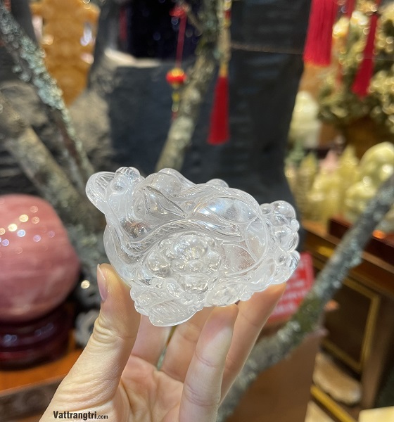 Thiền Thừ Thạch Anh Trắng - Linh Vật Cóc Ngậm Tiền 328g