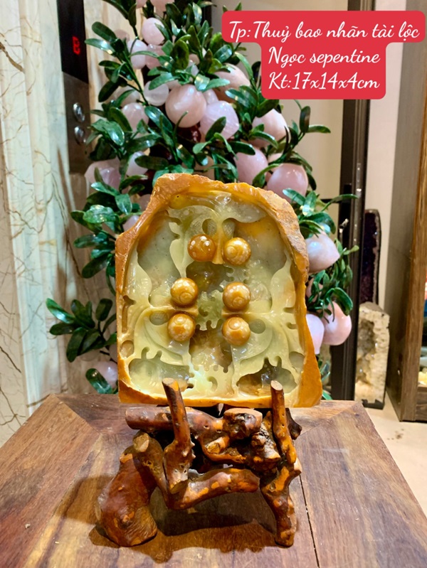 Thuỷ Bao Nhãn Tài Lộc Ngọc Sepentine 17cm
