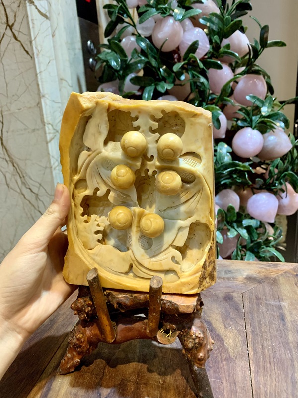 Thuỷ Bao Nhãn Tài Lộc Ngọc Sepentine 16cm