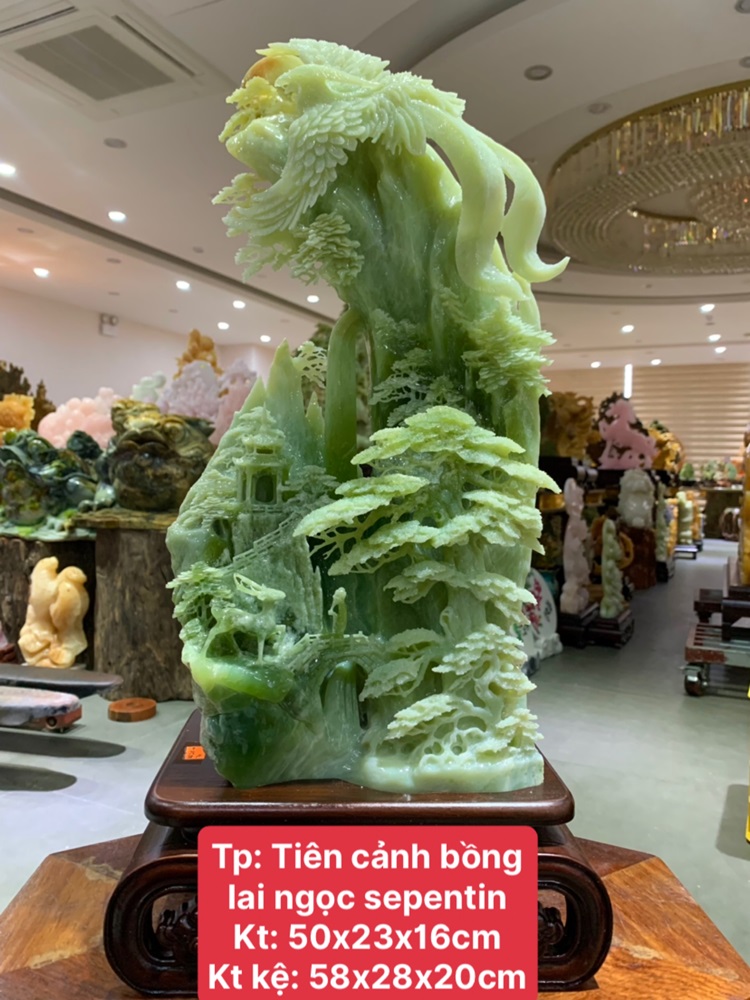 Tiên Cảnh Bồng Lai Khổng Tước Trên Mây Ngọc Serpentine