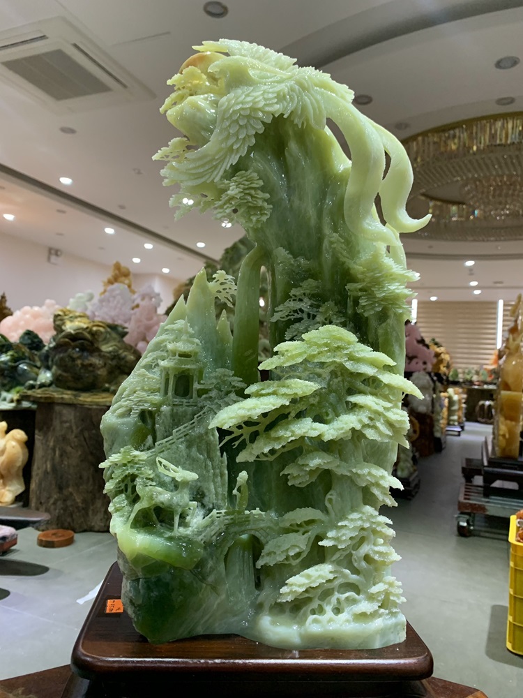 Tiên Cảnh Bồng Lai Khổng Tước Trên Mây Ngọc Serpentine