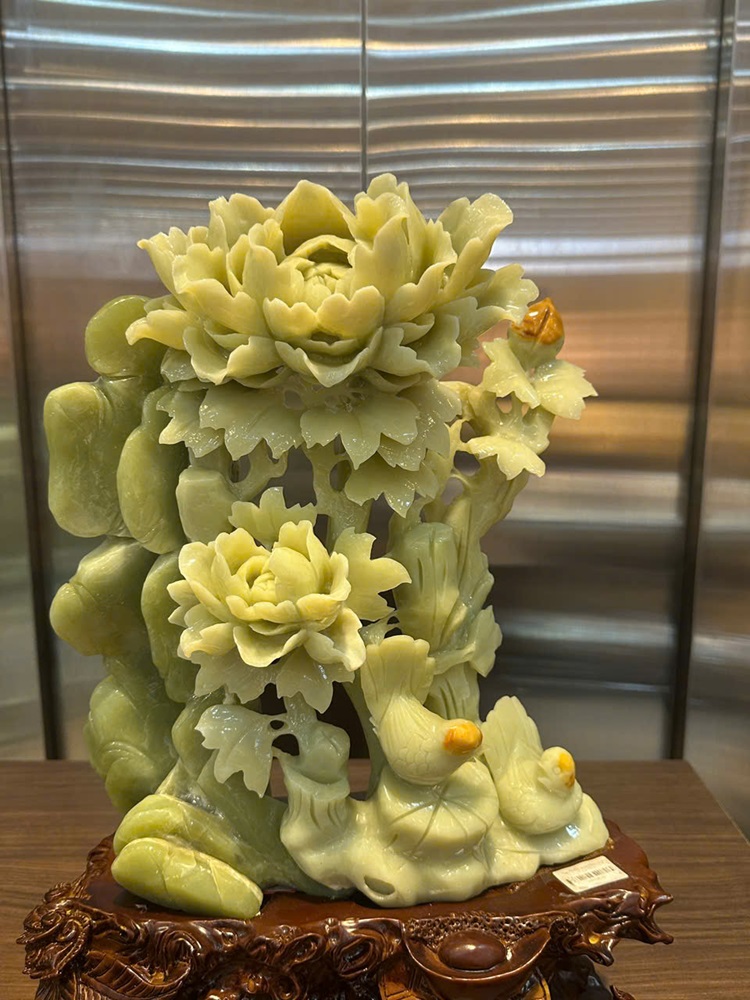 Tp Bình Hoa Mẫu Đơn Ngọc Serpentine 50x40x18cm