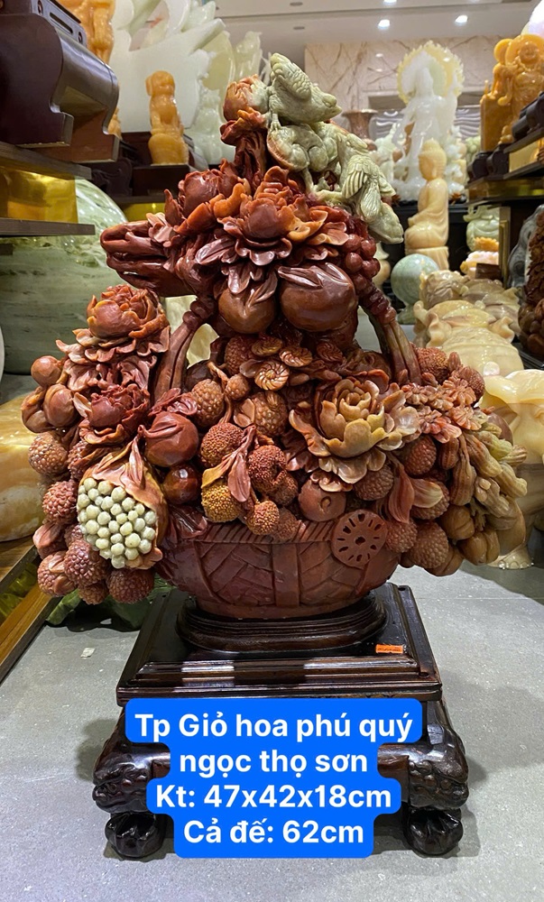 Giỏ hoa phú quý ngọc thọ sơn 47x42x18cm