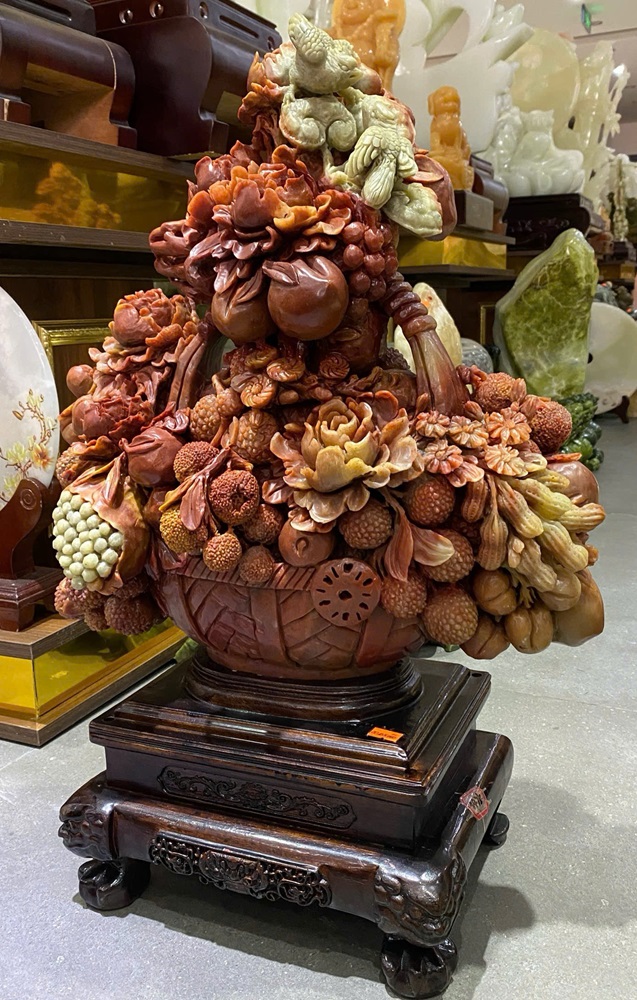 Giỏ hoa phú quý ngọc thọ sơn 47x42x18cm