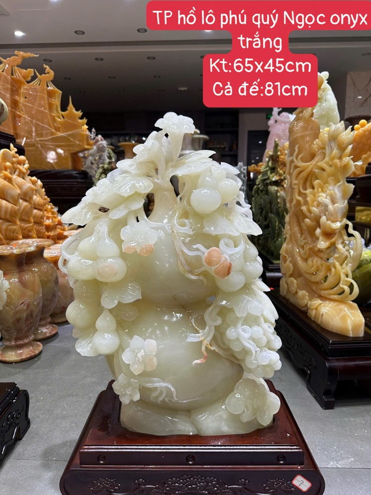 TP Hồ Lô Phú Quý Ngọc Onyx Trắng 65x45cm