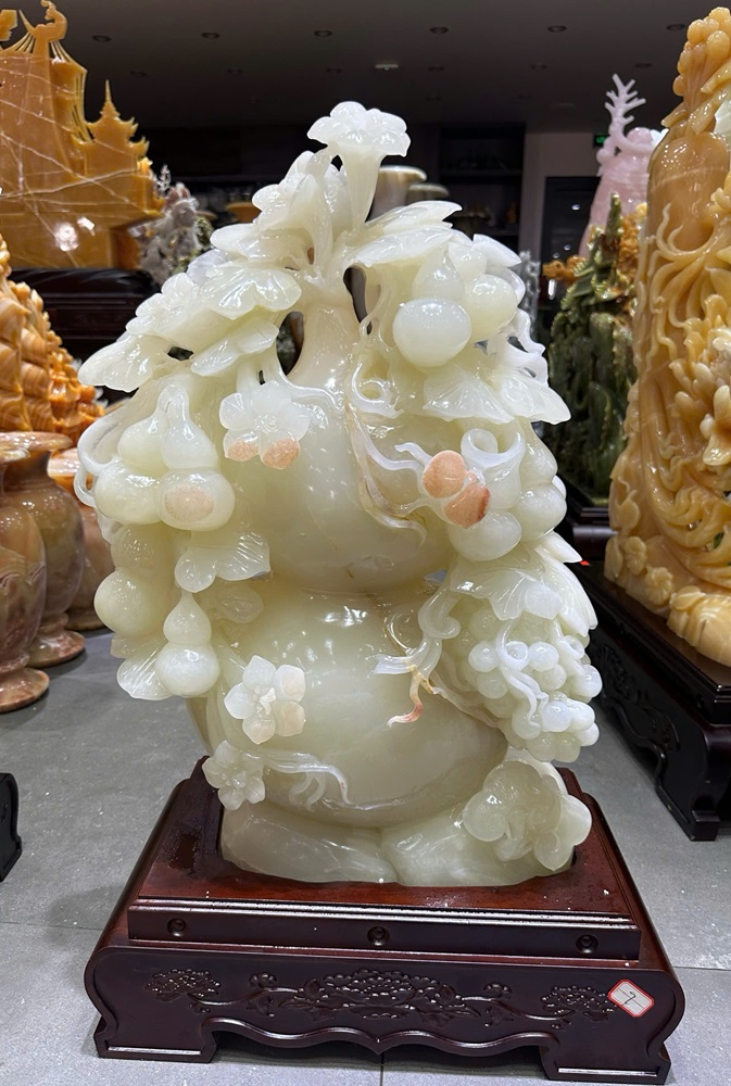 TP Hồ Lô Phú Quý Ngọc Onyx Trắng 65x45cm