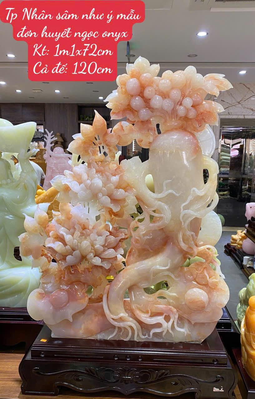 Tp Nhân sâm như ý mẫu đơn huyết ngọc onyx