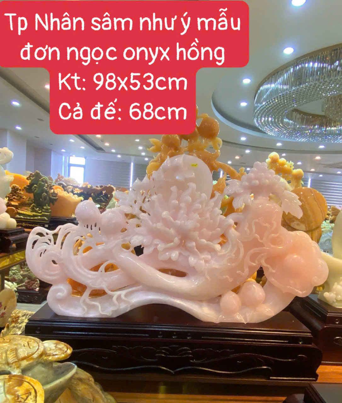 Nhân sâm như ý mẫu đơn ngọc onyx hồng