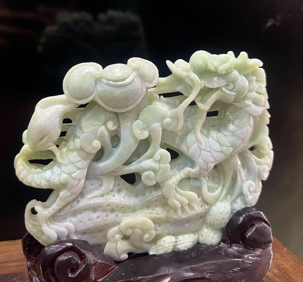 Tp Rồng An Lạc Ngọc Phỉ Thuý + Giấy Kiểm Định 23x19x9cm