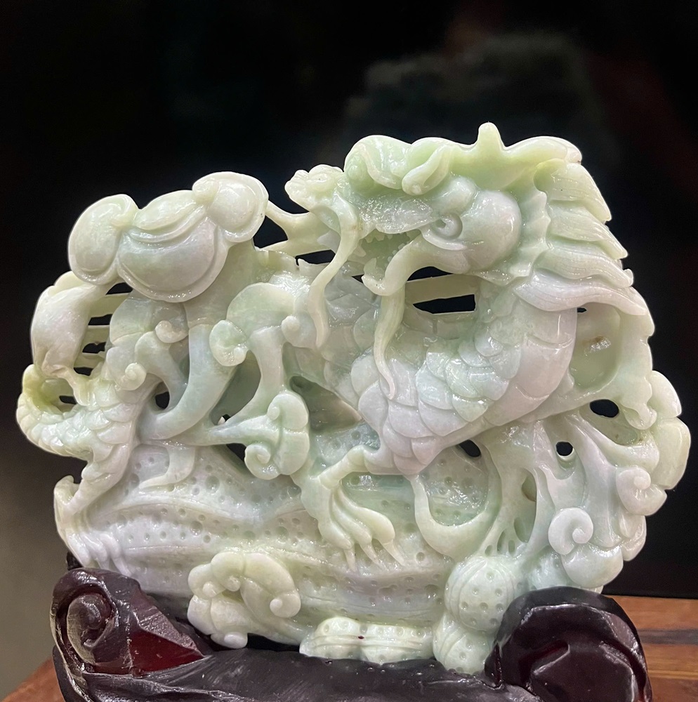 Tp Rồng An Lạc Ngọc Phỉ Thuý + Giấy Kiểm Định 23x19x9cm