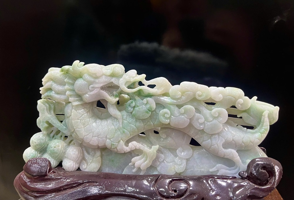 Tp Rồng An Lạc Ngọc Phỉ Thuý + Giấy Kiểm Định 33x22x10cm