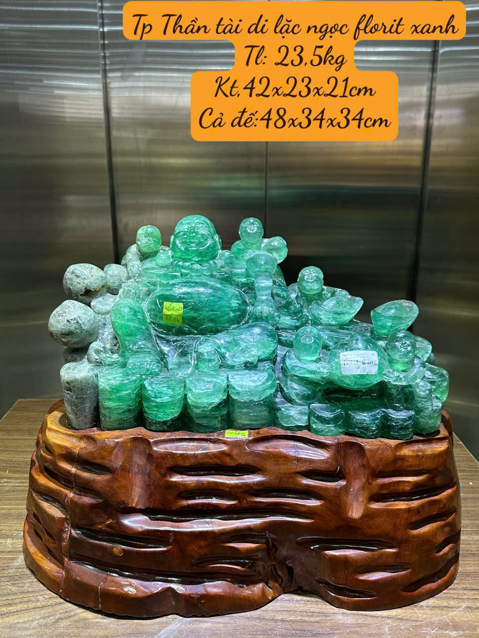 Tp Thần tài di lặc ngọc florit xanh 48cm