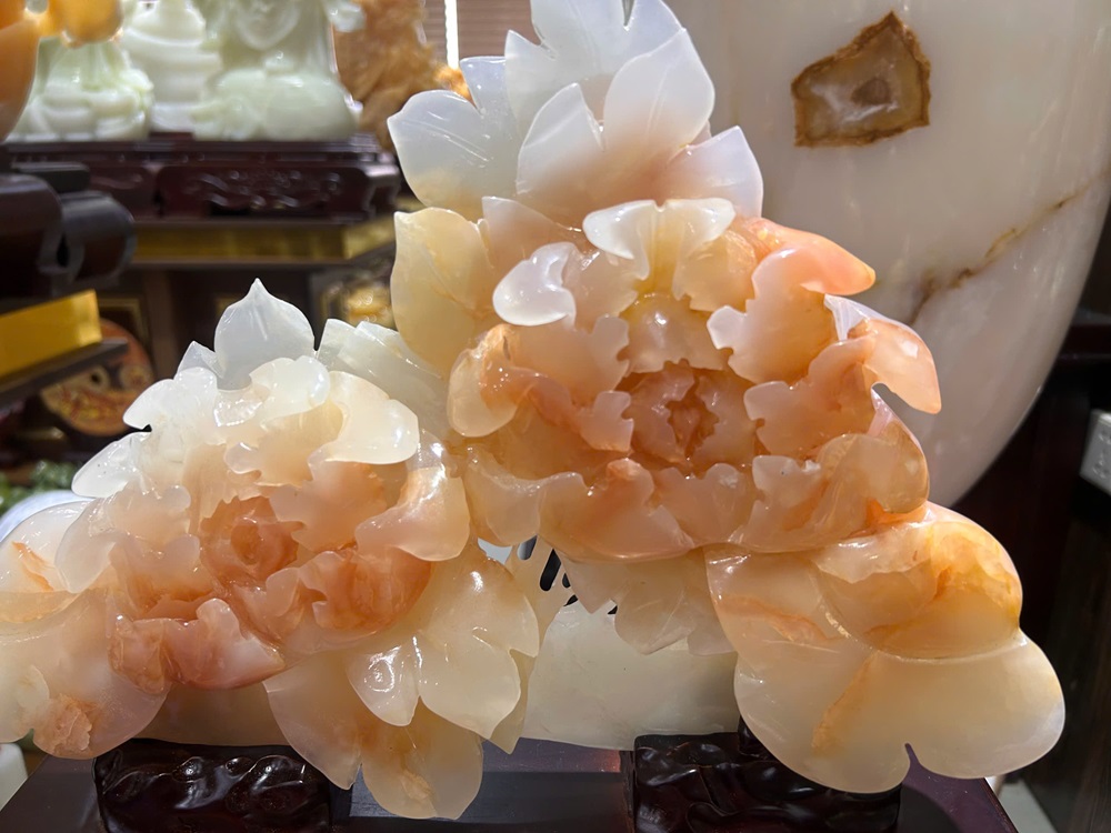 Tp thanh gậy như ý mẫu đơn ngọc onyx 34x24cm