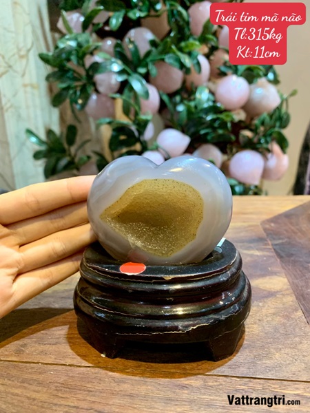 Trái tim đá mã não 11cm