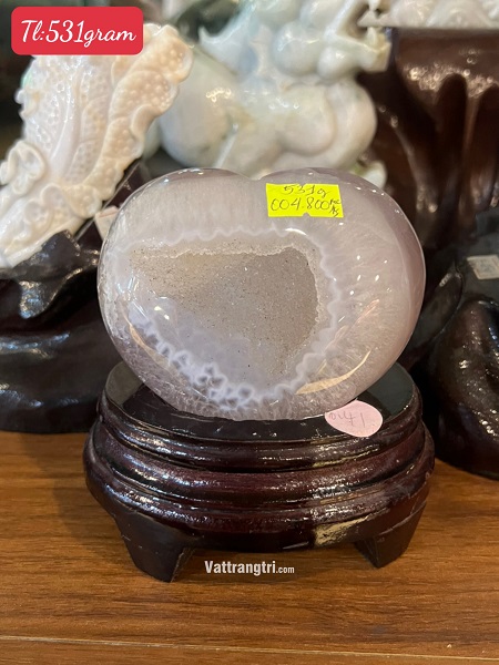 Trái Tim Ngọc Mã Não Kèm Đế - Đá Quý Trang Trí