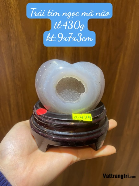Trái tim ngọc mã não mini 9cm