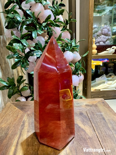 Trụ đá obsidian đỏ 23cm