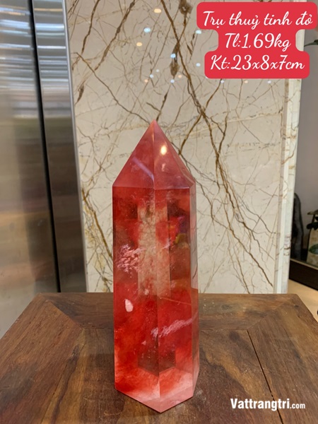 Trụ đá obsidian đỏ 23cm