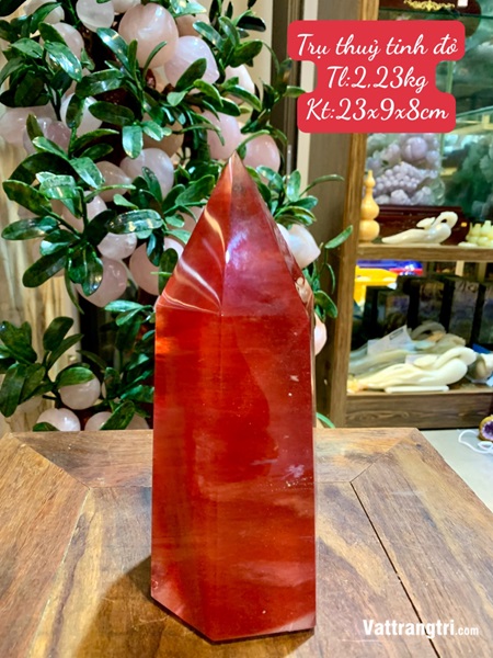 Trụ đá obsidian đỏ 23cm