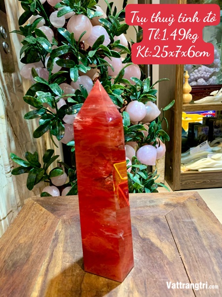 Trụ Đá Obsidian đỏ 25cm