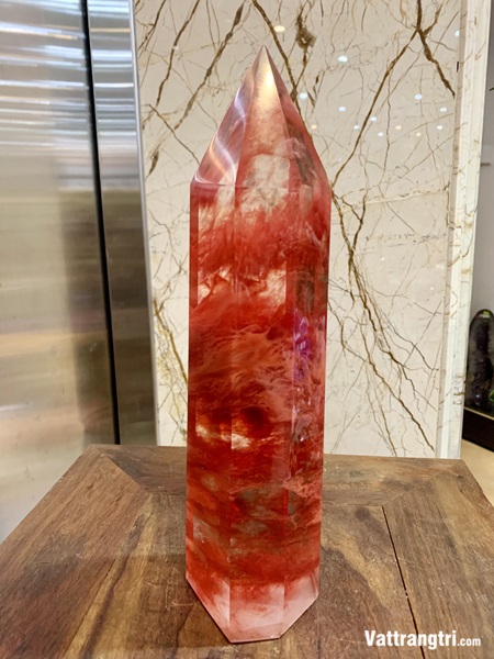 Trụ đá obsidian đỏ 32cm