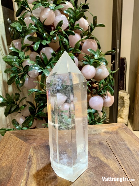 Trụ Đá Obsidian trắng 23cm