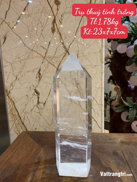 Trụ đá obsidian trắng 23cm