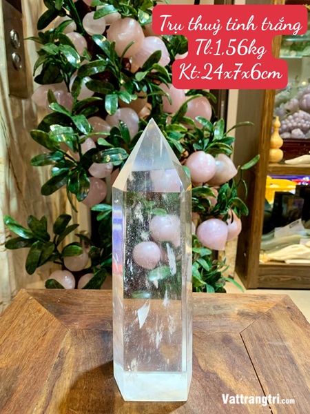 Trụ đá obsidian trắng 24cm