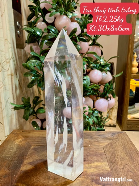 Trụ Đá Obsidian trắng 26cm